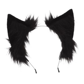 Beavorty Plush Animal Ear Headband with Bow Fluffy Decorative Hairband for Women Cute Cat Ear Cosplay Accessory Comfortable Lightweight Hair Decor for Parties and Role Play