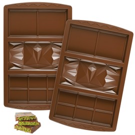 TranRantic 2 Pcs Deep Chocolate Bar Mold, Large Chocolate Molds Silicone, 3 Shapes Easy Release Thick Candy Molds, Reusable Silicone Molds for Chocolate Candy Bar (3 in 1)
