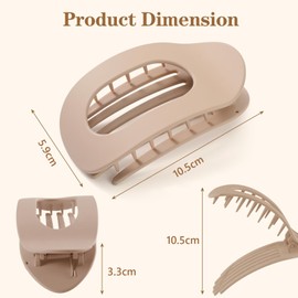 FloralGrace Set of 6 Flat Hair Clips Brown Matte Suit Round Hair Clips for Women and Girls, Flat Claw Clips with Strong Hold for Thick and Thin Hair