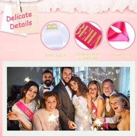 ANGREEL 18Pcs Bride to Sashes, Team Bride Sash Set with 1Pcs White Bridal Sash + 17Pcs Rose Red Bachelorette Sashes for Bridal Shower Party Favor Engagement Wedding Decor