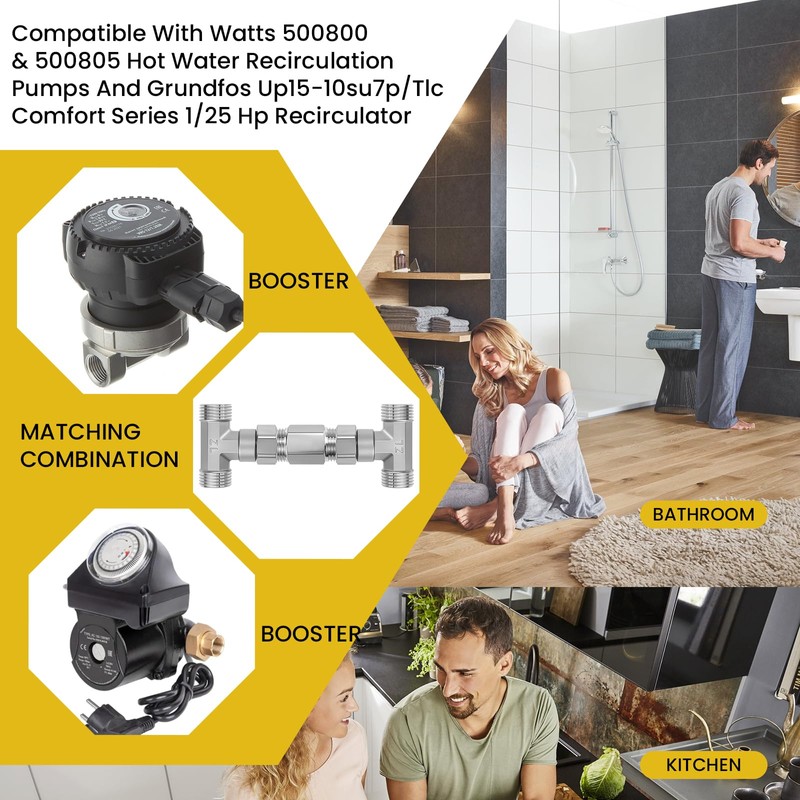 UBANU 304 Stainless Steel Bypass Sensor Valve Kit, Instant Hot