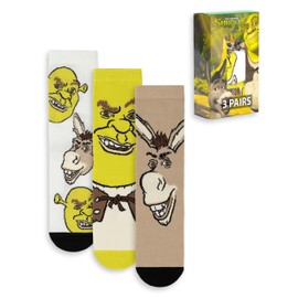 Shrek Donkey Unisex Knee Socks, Multicoloured, Set of 3 | Funny Movie Character Socks | Graphic Design for Everyday Merch, Multi-Coloured