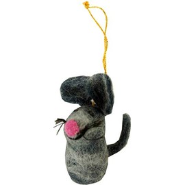 GURU SHOP Felt Pendant, Felt Decoration, Tree Decoration - Mouse, Wool, 7 x 3 cm, Christmas Decoration