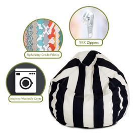 Majestic Home Goods Vertical Stripe Bean Bag, Small, Black