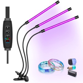 roperry LED UV Light with USB, 30W Dimmable UV Light with Clip, Glow in The Dark, 395nm-405nm Black Light for Party, Stage, UV Glue Curing Resin Paint, Collection, Aquarium