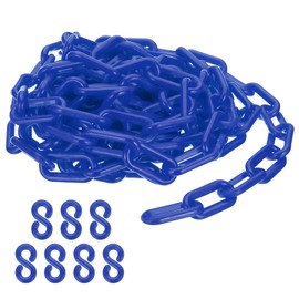 PATIKIL Blue Plastic Chain, 16 ft 8 mm Barrier Chain Safety Barrier for Warning Safety Parking, Person Control, Fence, Gate, Concert, Construction Site, Barrier of Surfaces