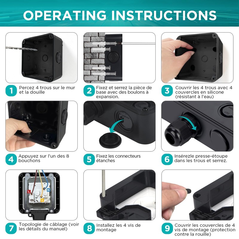 Upgrade Deep Outdoor Socket, Waterproof IP66, Surface-Mounted Socket with Switch
