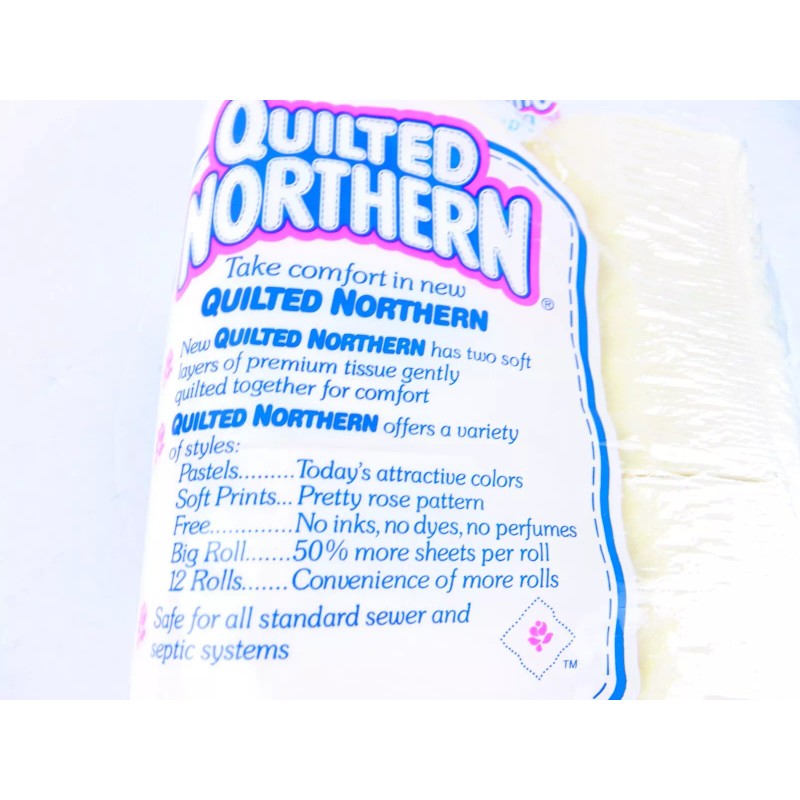 Vintage 1992 Quilted Northern Pastels Yellow Bathroom Tissue 4 Roll