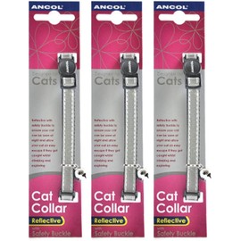 3 x Saver - Ancol - Gloss Reflective Cat Collar Silver