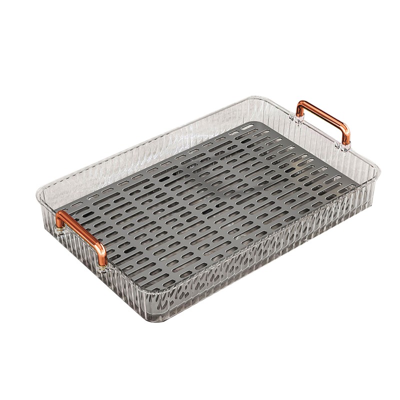 Tea Tray Build in Drainage Plastic Tray with Handles Rectangular