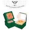 qiqee Deep Green Bakery Box with Window 4x4x2.5 inch 30Packs
