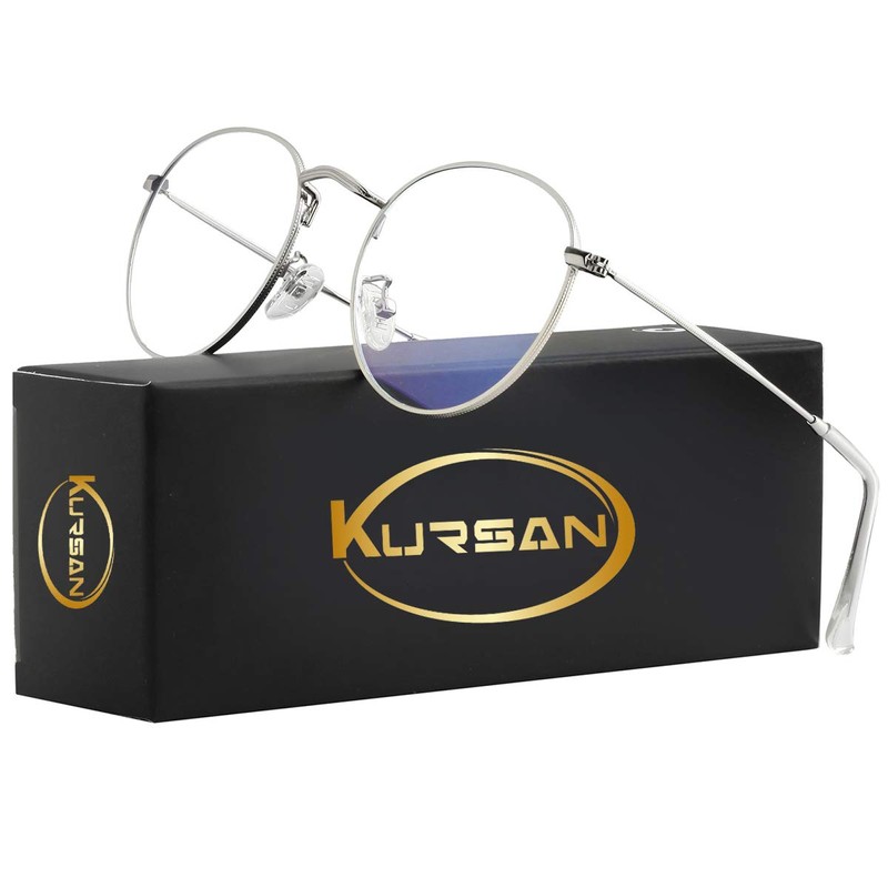 Kursan Round Blue Light Glasses for Women Men Retro Circle