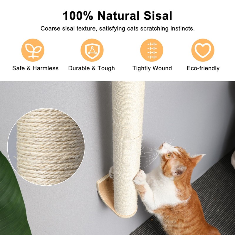 FUKUMARU Cat Wall Scratcher, 28" Wall Mounted Kitten Scratching Post,