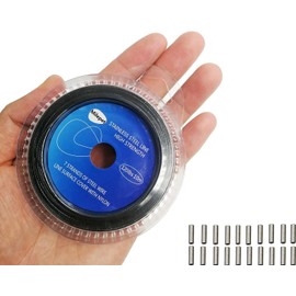 Black Fishing Wire Line: 10LB-200LB Stainless Steel Fishing Leader Wire 10 Meter with 20pcs Crimps Sleeves (200LB)