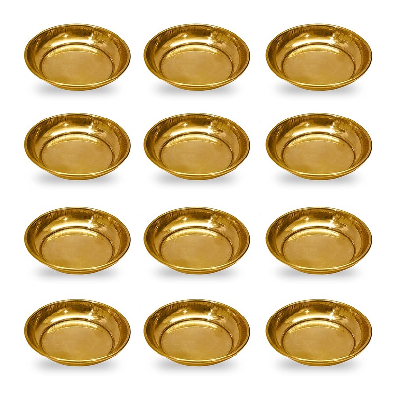 SATVIK Set of 12 Pieces Pure Brass Pujan Prasad Bhog