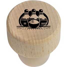 19mm 'Bowling Ball & Skittles' Wooden Bottle Stopper/Cork (BS00028949)