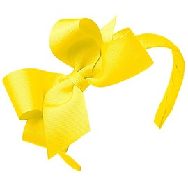 Wee Ones - Lazo clásico de grogrén para niñas en una diadema envuelta, elegante para todo tipo de cabello, lazos pequeños King o medianos, Amarillo, 1 Count (Pack of 1)