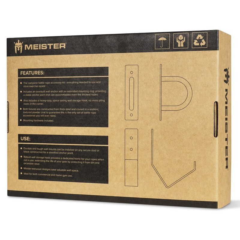 Meister XSteel Battle Rope Wall Mount Kit w/Anchor & Storage