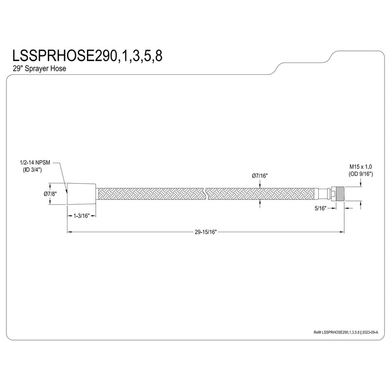 Kingston Brass LSSPRHOSE295 29" Braided Pull Down Kitchen Faucet Spray