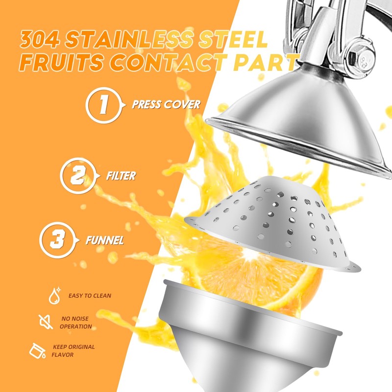 Moongiantgo Commercial Manual Juicer, Hand Press Citrus Juicer Extractor with
