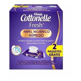 Cottonelle - Papel Higienico Húmedo Kleenex Cottonelle Fresh 6 paquetes de 42 toallas + 2 paquetes