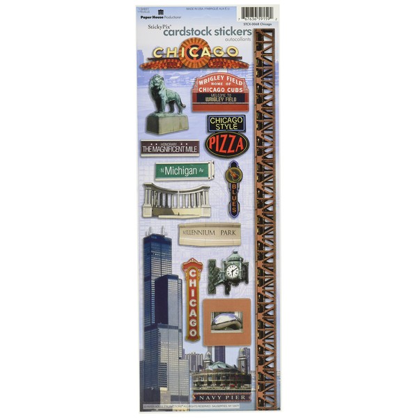 Paper House Productions STCX-0068E Travel Cardstock Stickers, Chicago (6-Pack)