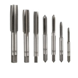 KEWAYO 7pcs Metric Thread Steel Tap Set, Hand Screw Thread Taps Mini Metric Plug Tap Screw Tap Drill Tap Drill M3, M4, M5, M6, M8, M10, M12 Thread Tap Drill Bits Set for Wood, Plastic, Aluminum