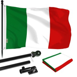 UD_G128 - 6 Feet Tangle Free Spinning Flagpole (Black) Italy Brass Grommets Printed 3x5 ft (Flag Included) Aluminum Flag Pole