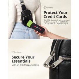 Vantamo Crossbody Bags for Women: RFID Blocking Vegan Leather Sling Bag with Anti-Pickpocket Clip