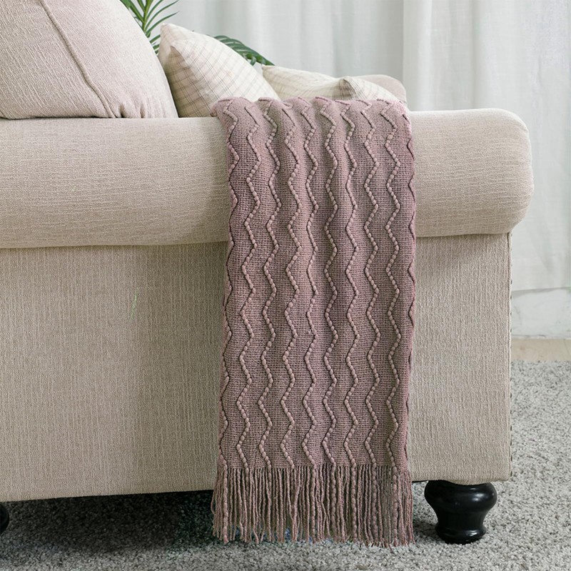 BOURINA Textured Solid Soft Sofa Throw Couch Cover Knitted Decorative