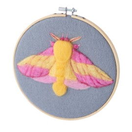 Sara Setzer Feltworks Rosy Maple Moth Needle Felting Kit - Felted Wool Wall Hanging - Beginner Felt Fiber Art Craft Kit - Gift for Crafter