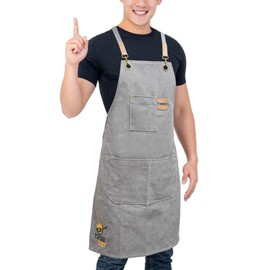 URBAN SOMBRERO Tipsee Chef Kitchen Apron with 3-Pocket Grey Canvas Utility Apron for Cooking, BBQ, Grilling, Welding, Carpentry, Mechanics