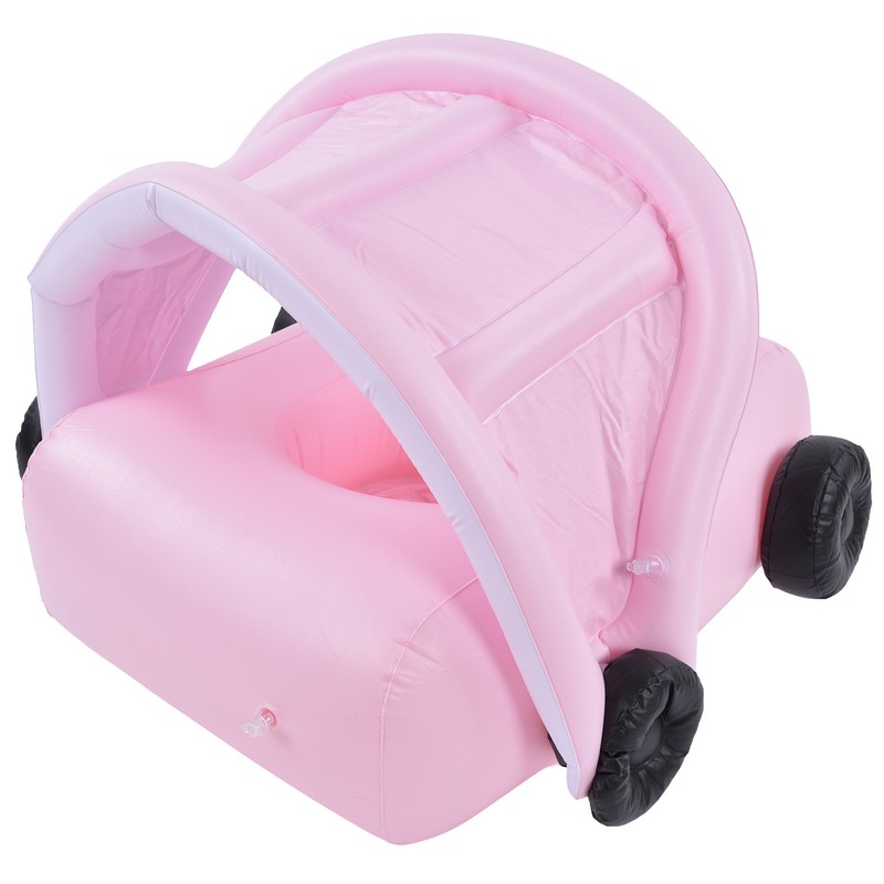 Car Shaped Babies Swim Float Boat Thickened Safe Pink Toddler