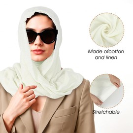 Abeillo Cotton Blend Scarf Vintage Crinkle Scarf Shawl Solid Linen Scarves with Fringed Long Gauze Shawl for Women, 37"×70"