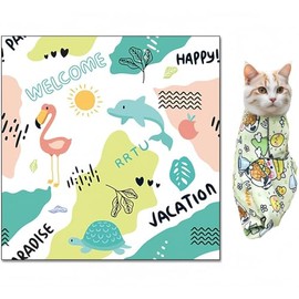 LOVELY CAVES Self Adhesive Cat Wrap Grooming Blanket (Dolphin)