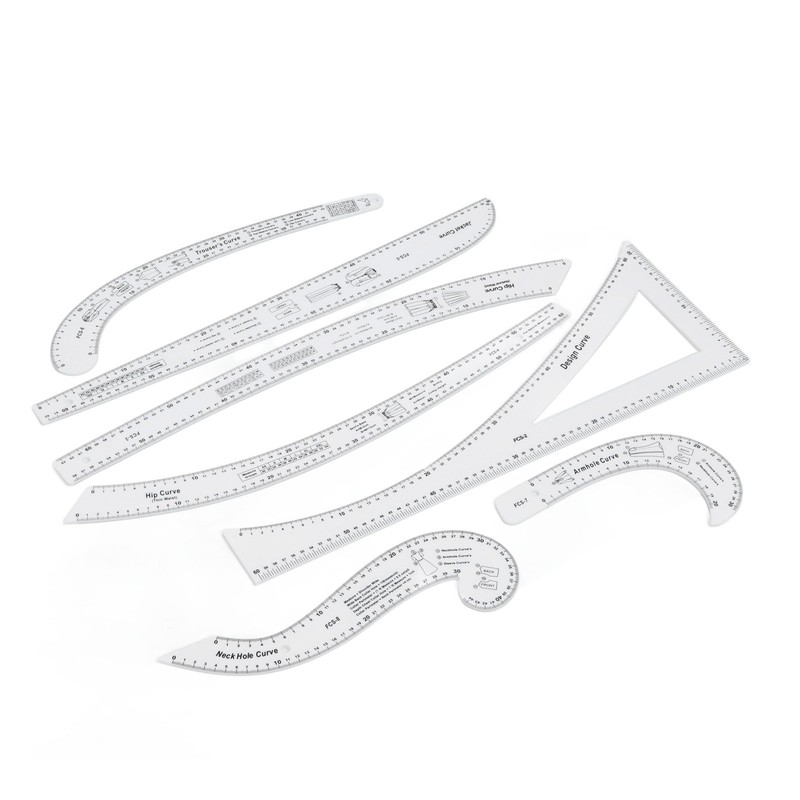7Pcs Sewing Ruler Tailor Set Clear High Accuracy Scale Fashion