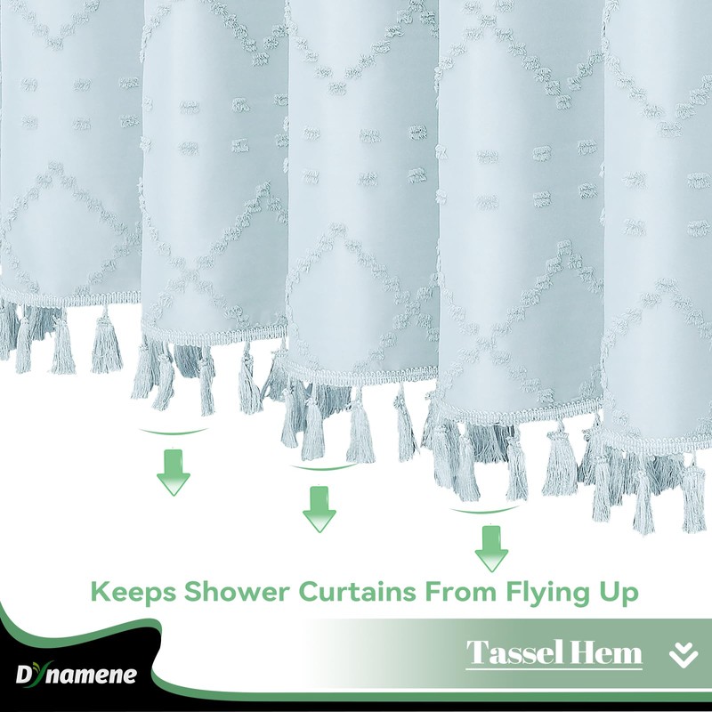 Dynamene Extra Long Shower Curtains, 84 Inches Long Boho Tufted