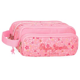 Pepe Jeans Alenka Pencil Case with Organiser, Pink, 22 x 10 x 11 cm, Polyester, 2.2 L, by Joumma Bags, Pink, Talla única Pencil Case with Organiser, pink, One size, Pencil Case with Organizer