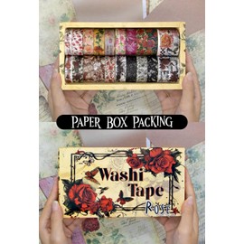 Rose Washi Tape Set, 20 Rolls Vintage Floral Washi Tapes for Journaling, Thanksgiving Flower Letter Butterfly Stickers Decorative Tapes for Crafts Supplies, Scrapbooking Supplies, Junk Journal