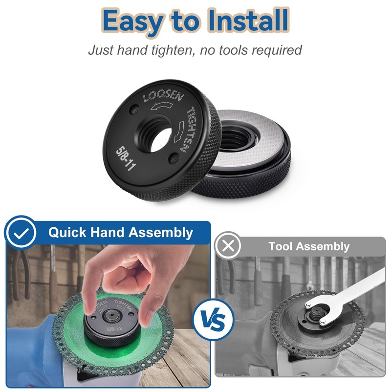 2PCS 5/8-11 Thread Angle Grinder Nut Kit, 5/8"-11 Flange Metal