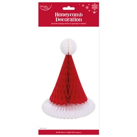 Eurowrap Christmas Themed Honeycomb Santa Hat Decoration - 30cm x 20cm - Christmas Décor Festive Home Eco Friendly Christmas Decoration