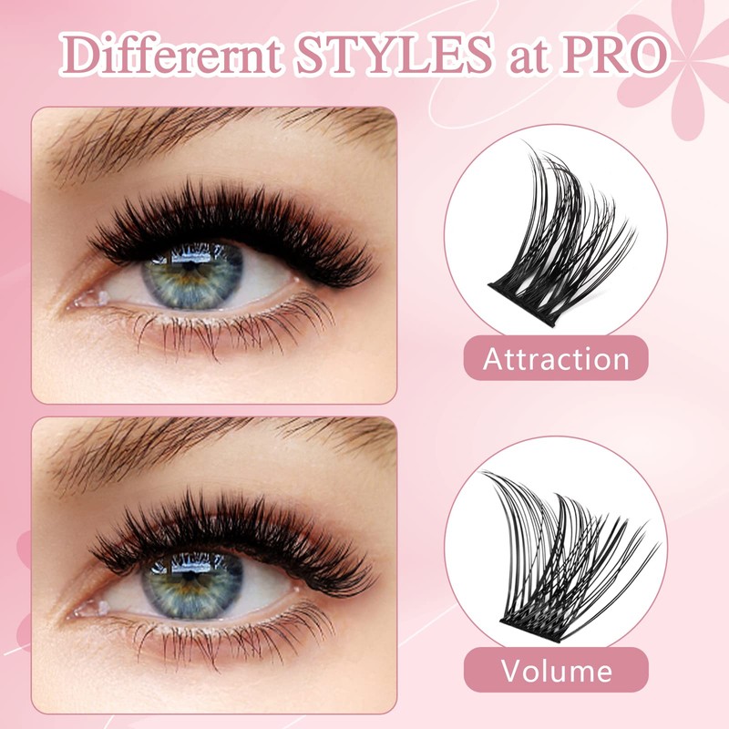 DIY Lash Extension Kit Cluster Lashes Kit with 72 Pcs