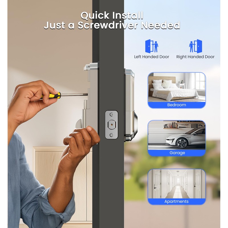 Veise VE017G Wi-Fi Keyless Entry Door Lock with Fingerprint, App