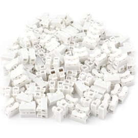 100pcs 10A 220V CH-2 Quick Connector 2-Position Spring Wire Connectors Self-Locking CH-2 Press Type Electric Connection Quick Wiring Terminal for Lighting and Automotive Electricity