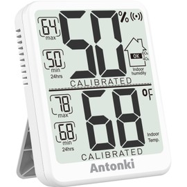 Antonki Room Thermometer Indoor Hygrometer, Digital Humidity Gauge, Temperature and Humidity Meter with Max/Min Record Monitor Sensor for Home, Nursery, Reptile Pets, Plants - Small Size