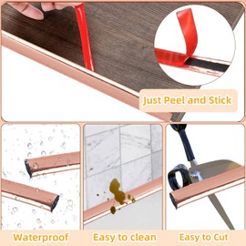Faoaatin 22Ft Rose Gold Peel and Stick Trim, Large Molding for Walls, Edges, Borders, Window Frames, Backsplash Tiles - Flexible and Self Adhesive (5 Colors)