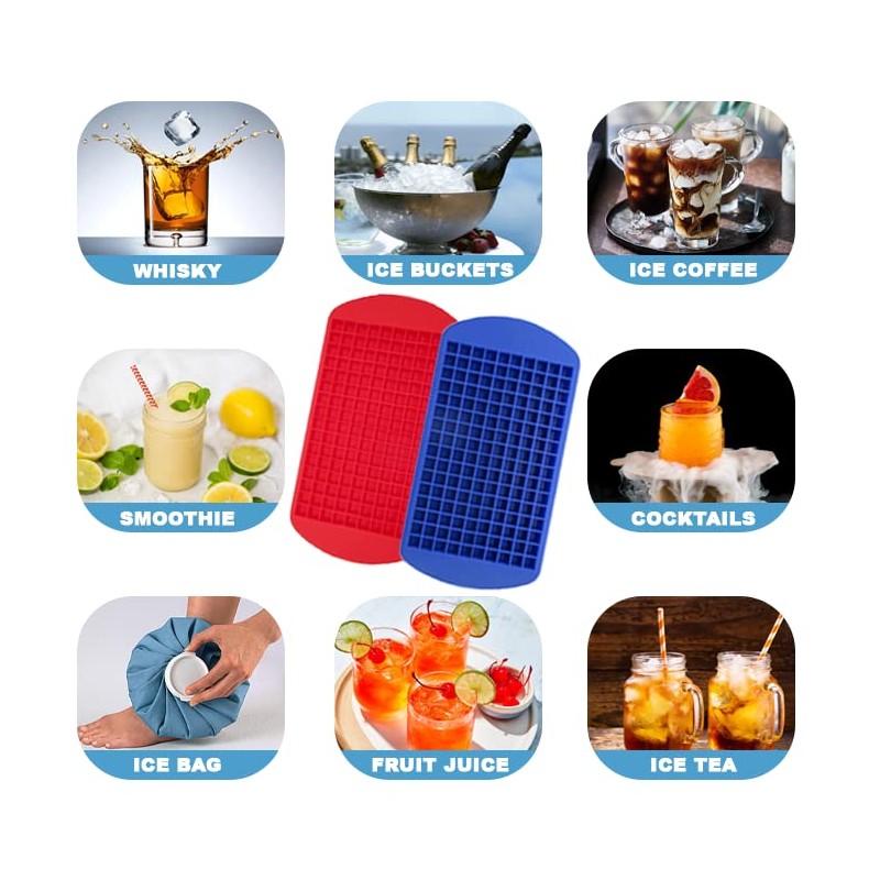 Gadgetime USA Tiny Cavity Silicone Ice Cube Tray (2 pack)