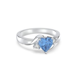 Shusukue December Birthstone Ring 925 Sterling Silver Created Blue Topaz Ring Heart Blue Crystal Ring Blue Topaz Jewelry Gifts for Women Size 5