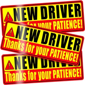 PSLER 3 Pcs New Driver Magnet for Car - Student Driver Car Magnet Funny Be Patient Student Driver Safety Warning Rookie New Driver Boys Girls Gifts