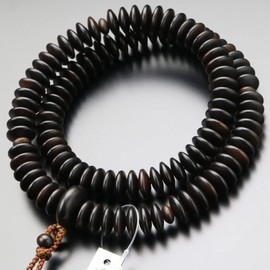 «Special Price» Nenju Dot Com Tendai Buddhist Prayer Beads for Men 9 inch Striped Ebony (Matted) Bontenbo [Real Beads Kyoto Prayer Beads Kyoto 108 Beads Natural Wood Wooden 9 Sun My Prayer Beads 101770012] [Prayer Bag Present!]